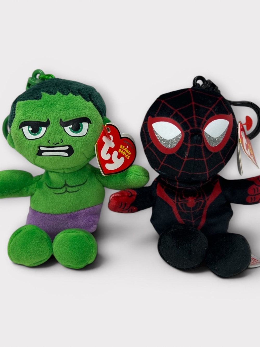 Ty Beanie Babies Marvel Spider Man Miles Morales Incredible Hulk Plush Keychain